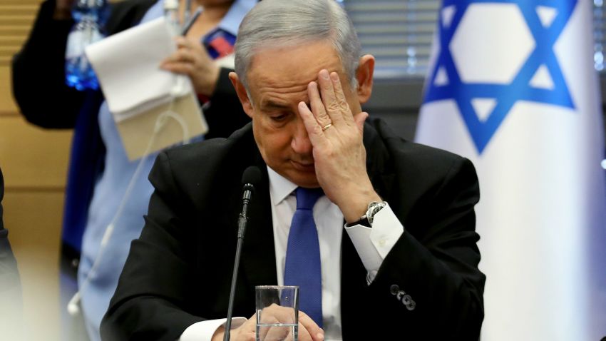 Israeli Prime Minister Benjamin Netanyahu gestures as he speaks during a meeting of the right-wing bloc at the Knesset (Israeli parliament) in Jerusalem on November 20, 2019. (Photo by GALI TIBBON / AFP) (Photo by GALI TIBBON/AFP via Getty Images)