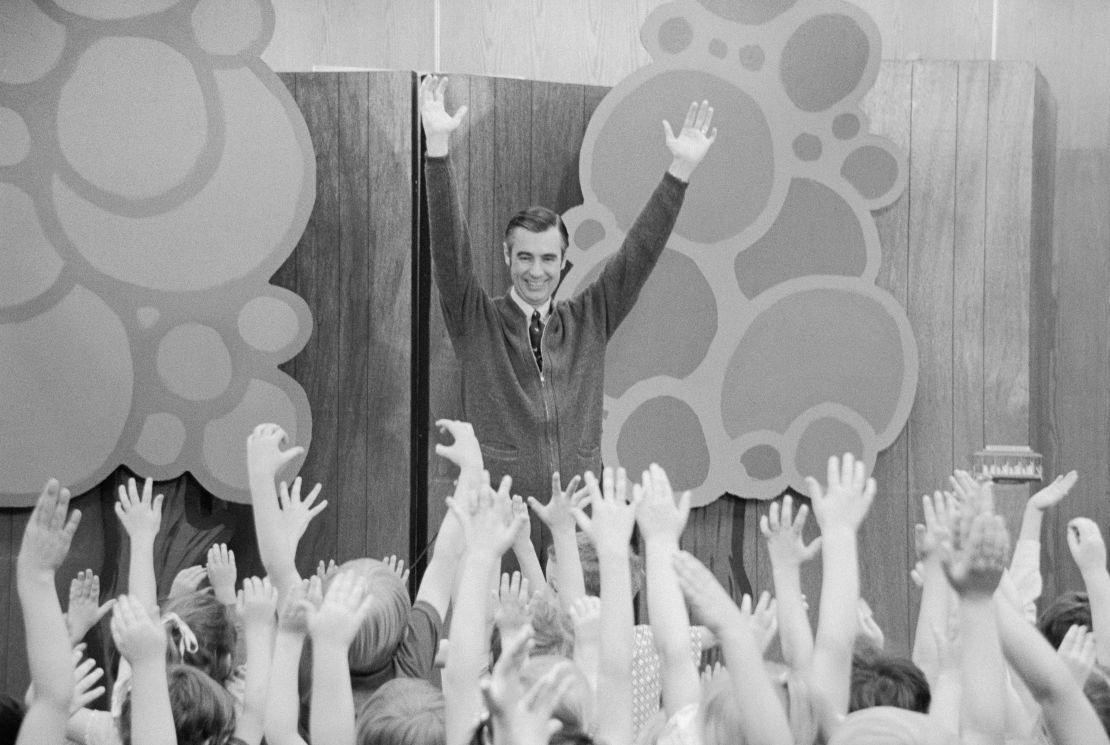 Fred Rogers entertains children during a Mister Rogers' Day celebration in South Dakota.