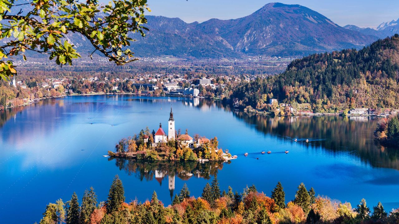 A view of Lake Bled, a popular tourist spot in Slovenia. 