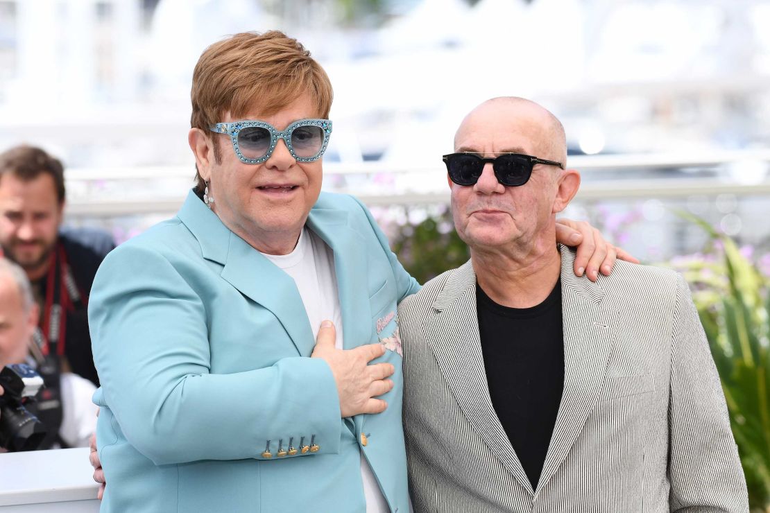 Elton John and Bernie Taupin attend the photocall for "Rocketman" during the 72nd annual Cannes Film Festival on May 16, 2019.