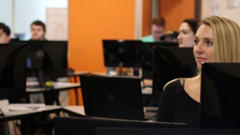 Trainees attending Catalyte's five -month program to become software developers.
