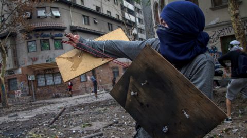A protester in Santiago on November 21.