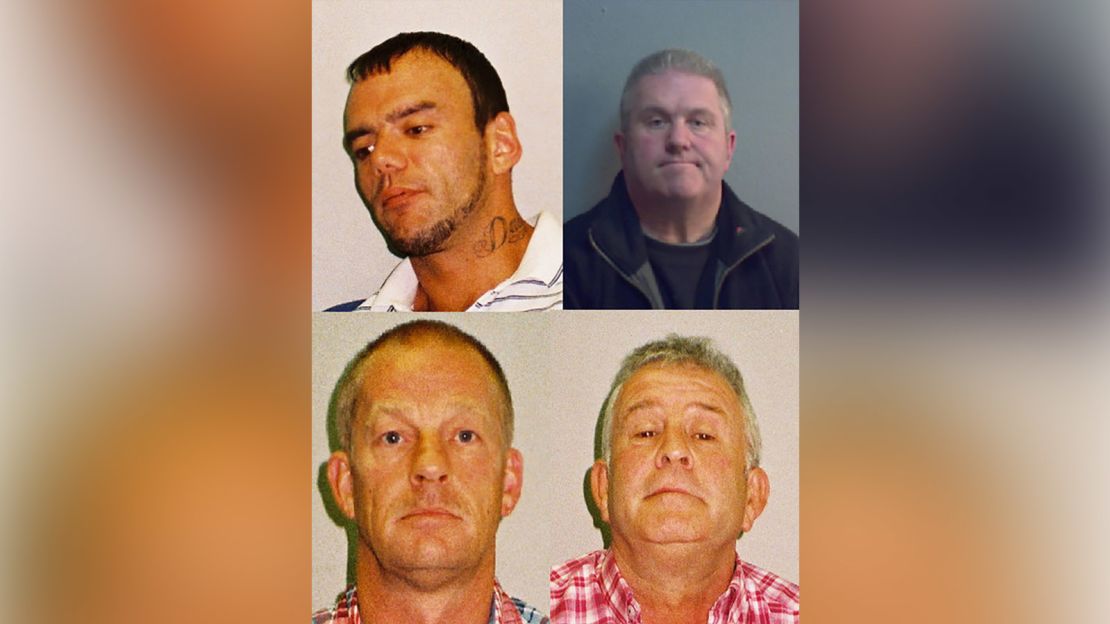 George Powell, top left, Simon Wicks, top right, Layton Davies, bottom left, and Paul Wells, bottom right, were jailed for their involvement in the case.