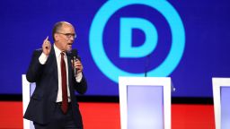 WESTERVILLE, OHIO - OCTOBER 15: Democratic National Committee chair Tom Perez speaks before the Democratic Presidential Debate at Otterbein University on October 15, 2019 in Westerville, Ohio. A record 12 presidential hopefuls are participating in the debate hosted by CNN and The New York Times. (Photo by Win McNamee/Getty Images)