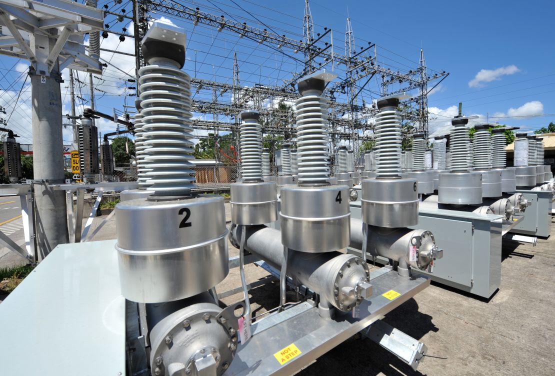 Electric transformers seen at a power station in Cebu City, central Philippines on March 1, 2010.