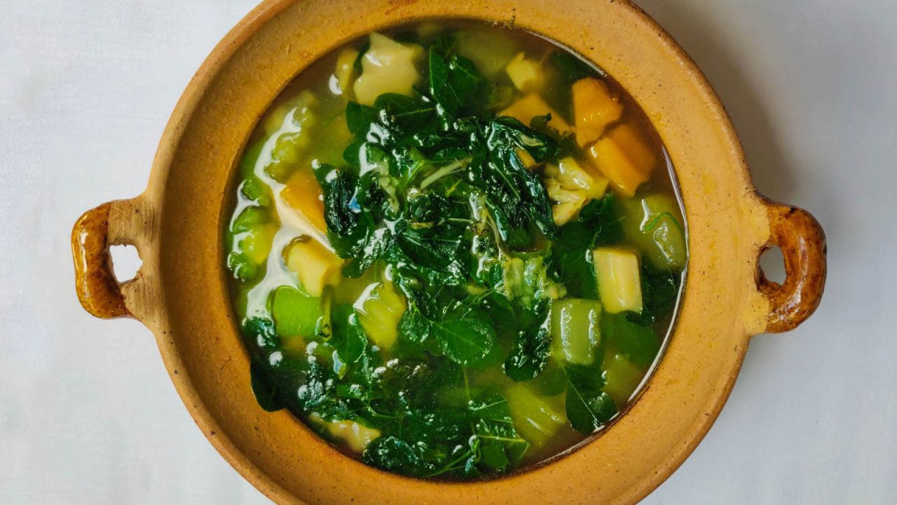 <strong>Somlor proher (Fragrant vegetable soup): </strong>The soup's base is a lemongrass paste made with fingerroot ginger, and it can be made with any number of vegetables, usually home grown or foraged.