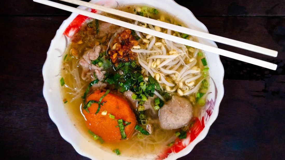 <strong>Kuy teav (Noodle soup): </strong>Every country in Southeast Asia has its own version of noodle soup, and kuy teav is Cambodia's, a flavorful pork-bone-and-squid broth most often served with pork or beef, fish balls, and fried garlic.