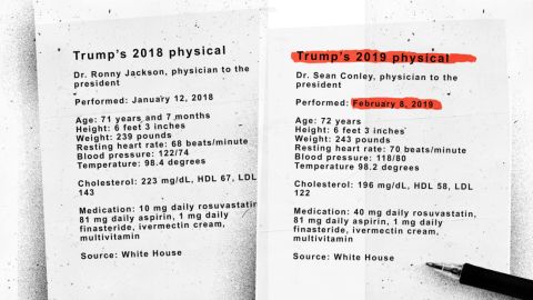 President Trump's physicals in early 2018 and early 2019 were performed by different doctors.