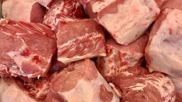 Raw Pork meat skin in supermarket