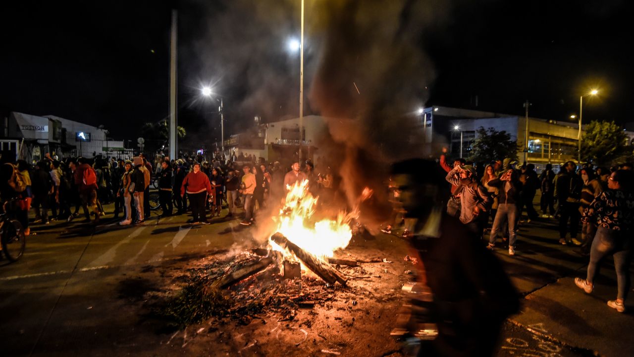 People protest in Bogota, on November 22, 2019.