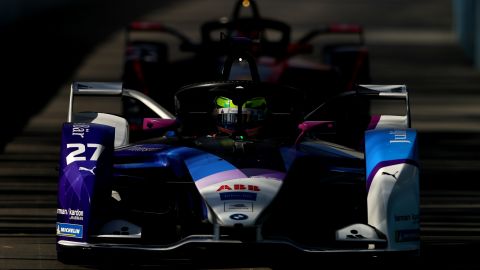 Sims driving during practice ahead of the Diriyah E-Prix.