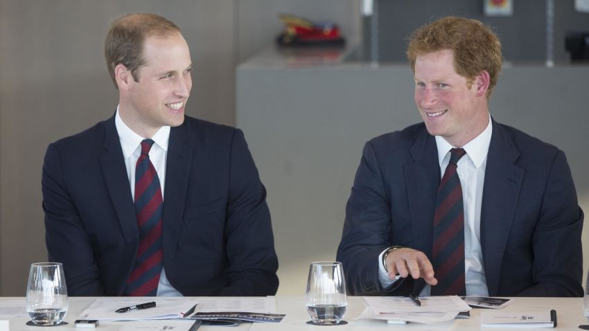 LONDON, ENGLAND - SEPTEMBER 10:  Prince William, Duke of Cambridge (L) and Prince Harry attend a Business Leaders Employment meeting, hosted by the Royal Foundation of the Duke and Duchess of Cambridge and Prince Harry at the Queen Elizabeth Olympic Park on September 10, 2014 in east London, England.  (Photo by Neil Hall - WPA Pool/Getty Images)