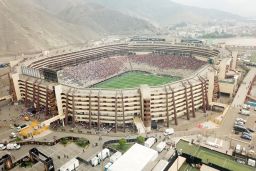 Aerial view of the Monumental Stadium prior to the Copa Libertadores final.