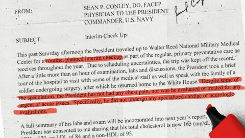 "The President has not had any chest pain, nor was he evaluated or treated for any urgent or acute issues," according to a memo from Dr. Sean Conley, physician to the President.