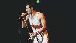 British singer and songwriter Freddie Mercury of rock band Queen performs at Leeds Football Club, England, 29th May 1982. (Photo by Fox Photos/Hulton Archive/Getty Images)