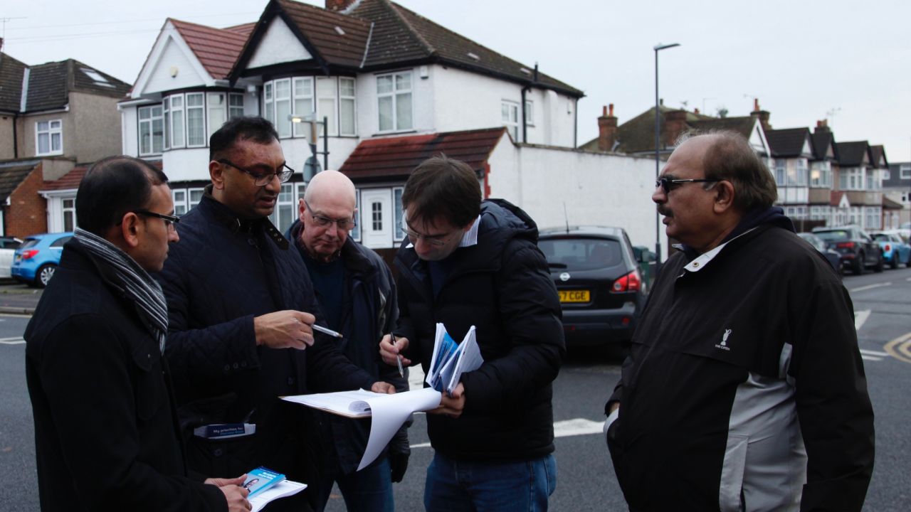 Conservative canvass the west London constituency of Harrow East in November 2019.  
