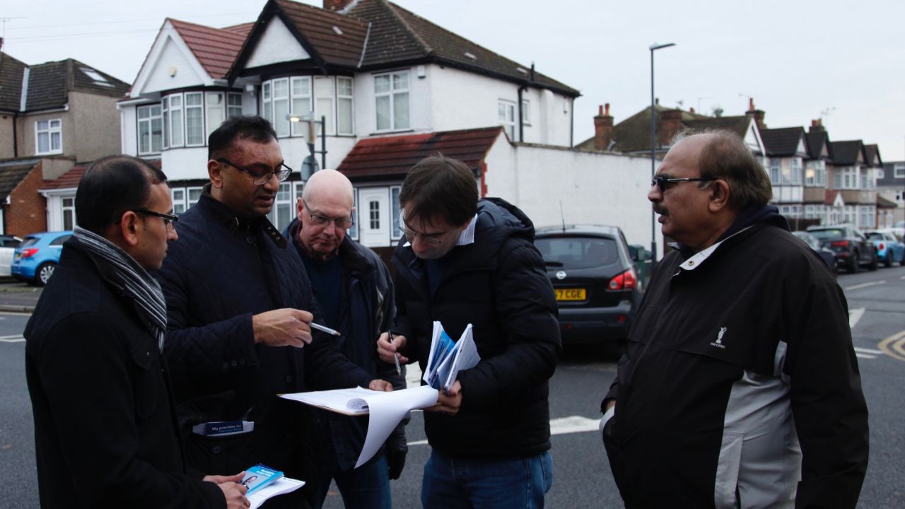 Conservative canvass the west London constituency of Harrow East in November 2019.