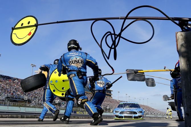 NASCAR driver Kevin Harvick pits during a Cup Series race in Homestead, Florida, on Sunday, November 17.