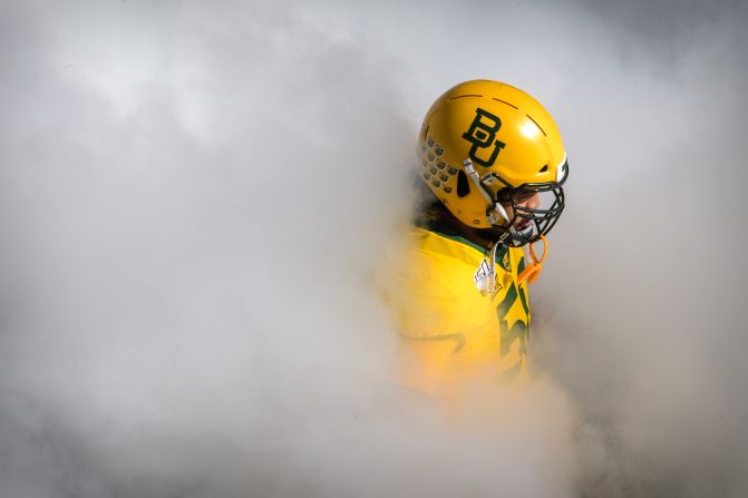Baylor offensive lineman Paul Matavao-Poialii takes the field to face the Texas Longhorns at McLane Stadium in Waco, Texas, on Saturday, November 23.