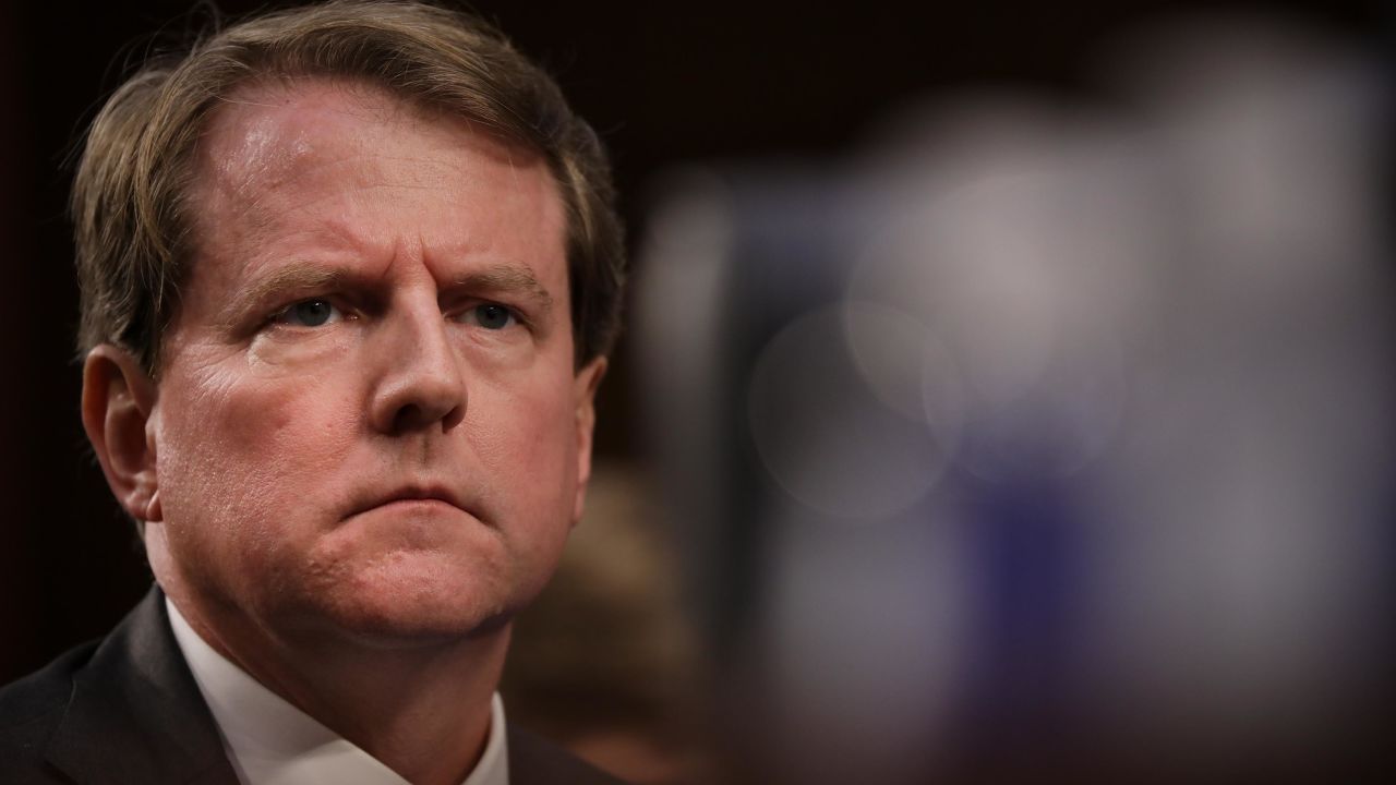 Then-White House Counsel Don McGahn on Capitol Hill September 4, 2018, in Washington, DC.