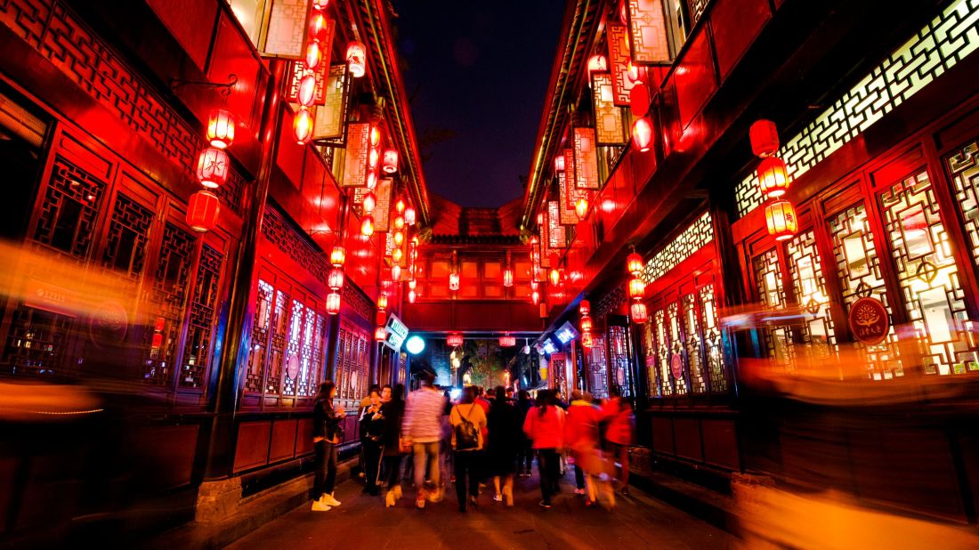 <strong>Jinli Street, Chengdu, China:</strong> Qing Dynasty style wooden houses and shops, replete with red lanterns and traditional signage help make Chengdu's biggest tourist attraction look pleasingly historic.