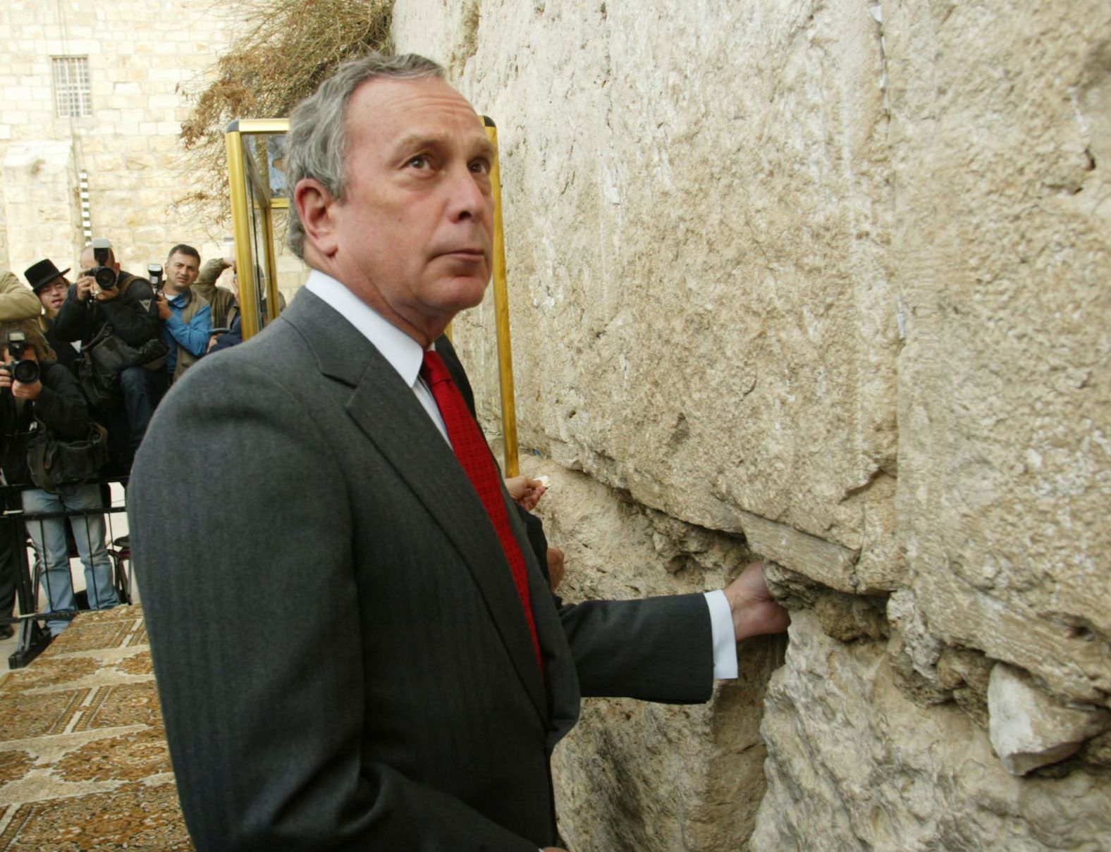 Bloomberg, as mayor-elect, visits the Western Wall in Jerusalem in December 2001.
