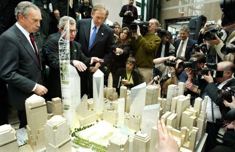 Architect Daniel Libeskind presents his winning design for the World Trade Center site in February 2003.