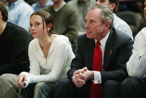 Bloomberg and his daughter Georgina watch an NBA basketball game in March 2003. Bloomberg had two daughters with his former wife, Susan. They divorced in 1993.