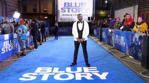 Writer-director Andrew Onwubolu, aka Rapman, at the world premiere of "Blue Story" November 14 in London.