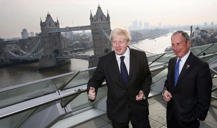 Bloomberg meets London Mayor Boris Johnson in May 2008.
