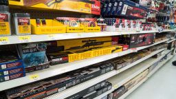 Walmart in Fort Worth selling a variety of rifles BB's, and ammunition, Texas, 26th June 2015. (Photo by Barbara Alper/Getty Images)
