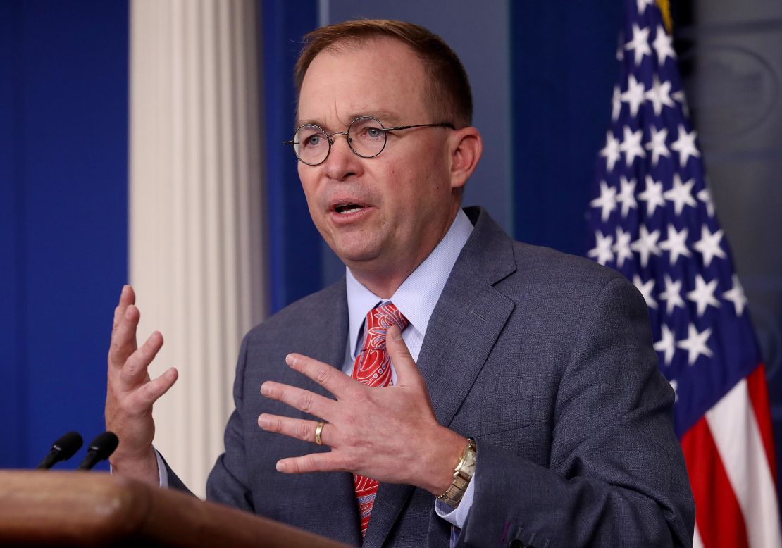 Acting White House Chief of Staff Mick Mulvaney answers questions during a briefing at the White House October 17, 2019 in Washington, DC.