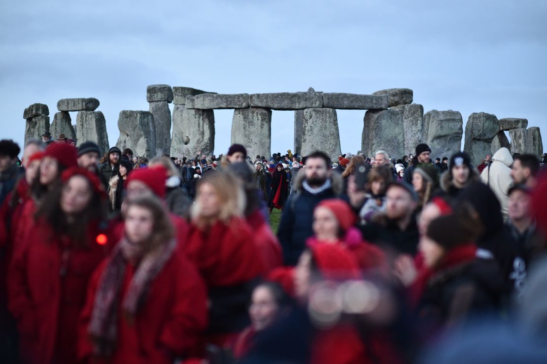  A choir sings at Stonehenge to mark the winter solstice.