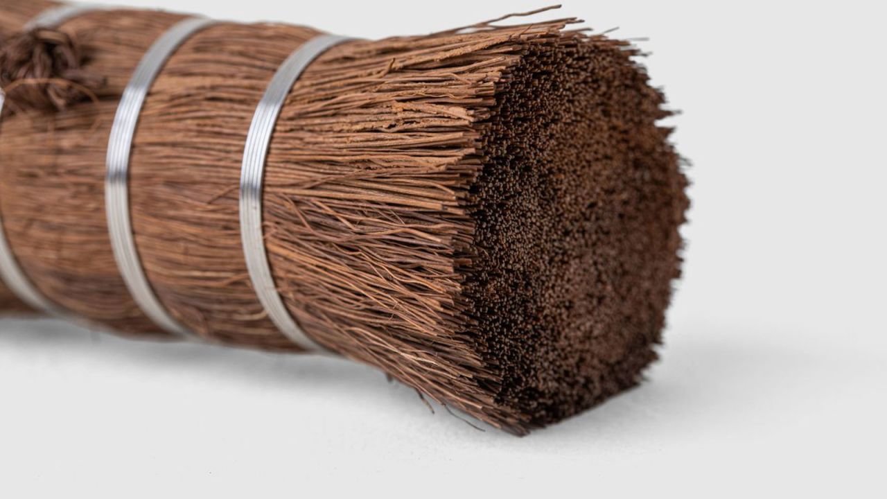 A $24 crumb brush made of windmill palm bark.