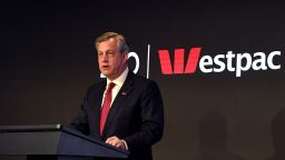 Westpac chief executive officer Brian Hartzer speaks during a media briefing in Sydney on November 7, 2016.Australian banking giant Westpac posted a seven percent slide in annual net profit November 7 on the back of market headwinds and impairment charges but said it was well positioned with a strong balance sheet. / AFP / WILLIAM WEST        (Photo credit should read WILLIAM WEST/AFP via Getty Images)