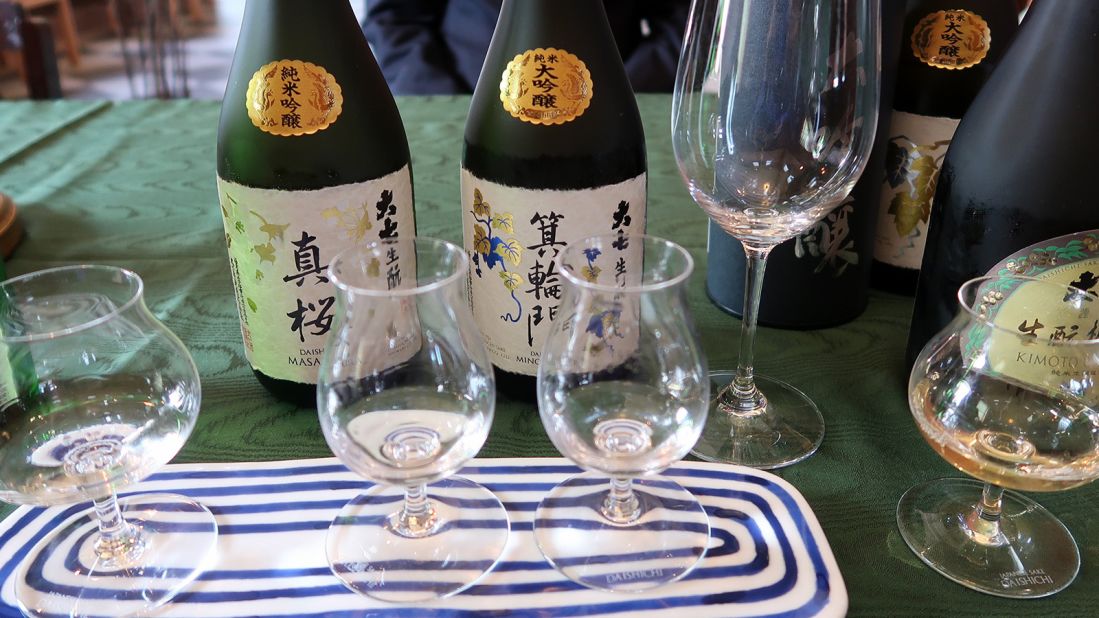 <strong>267-year history: </strong>Daishichi Sake Brewery, in business since 1752 and still brewing sake in the traditional kimoto method, serves its sake in wine glasses.