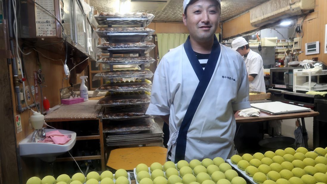 <strong>A sweet century: </strong>Koike Kzunari is the fourth generation of Koikekashiho, a pastry shop in Yanaizu that has been making Awa Manju (millet buns with sweet bean paste inside) for 100 years.