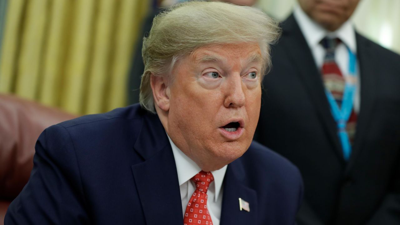 President Donald Trump speaking after signing an executive order establishing the Task Force on Missing and Murdered American Indians and Alaska Natives, in the Oval Office of the White House, Tuesday, November 26, 2019, in Washington.