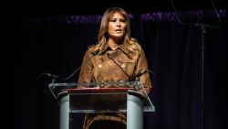 US First Lady Melania Trump addresses the B'More Youth Summit in Baltimore, Maryland, on November 26, 2019. The purpose of the summit is to promote healthy choices and educate students about the dangers of opioid use.