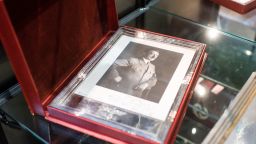 A framed portrait of Adolf Hitler is pictured on November 20, 2019 at the «Hermann Historica» auction house in Grasbrunn near Munich, southern Germany, prior to an auction of personal belongings from German dictator Adolf Hitler and other notorious World War II Nazi leaders. - An auction of Nazi memorabilia, including Adolf Hitler's top hat, raked in hundreds of thousands of euros in Munich Wednesday, November 20, 2019, in the teeth of German and international protest. The hammer fell on the Nazi leader's top hat at 50,000 euros ($55,310), according to the Hermann Historica auction house website, while items of clothing belonging to his partner Eva Braun each sold for thousands. (Photo by Matthias Balk / dpa / AFP) / Germany OUT (Photo by MATTHIAS BALK/dpa/AFP via Getty Images)