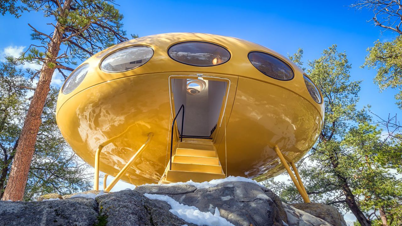 A restored Futuro used as a vacation home, in Idyllwild, California.