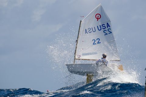 <strong>10. Matias Capizzano. </strong>Tommy Sitzmann takes to the air in his Optimist at the St Thomas International Optimist Regatta. 