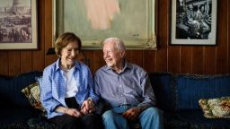 Former president Jimmy Carter and Rosalynn Carter, at home in Plains, Ga., Sept. 30, 2017. The 93-year-old says he would be willing to work with Donald Trump on a diplomatic trip to North Korea. When you think about it, it makes sense -- One of the basic premises of the Carter Center is that you should talk to dictators, writes Maureen Dowd. (Dustin Chambers/The New York Times)