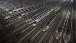 WUHAN, CHINA - JANUARY 20:  The Hundreds of high-speed trains at a maintenance base wait to set out on January 20th, 2018 in Wuhan, Hubei province, China.  The peak of Spring Festival Peak will be from January 21th to March 1.  (Photo by Wang He/Getty Images)