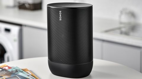 A Sonos Move battery-powered Bluetooth smart speaker, taken on September 26, 2019. 
