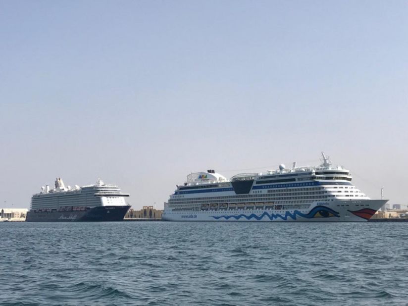 Cruise ships docked at Dubai's Mina Rashid Cruise Terminal. <br /><br />The terminal has seen a steady increase in passenger numbers and could break one million visitors for the first time this season. 