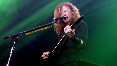 Dave Mustaine of Megadeth performs at The O2 Arena in London on June 16, 2018.  