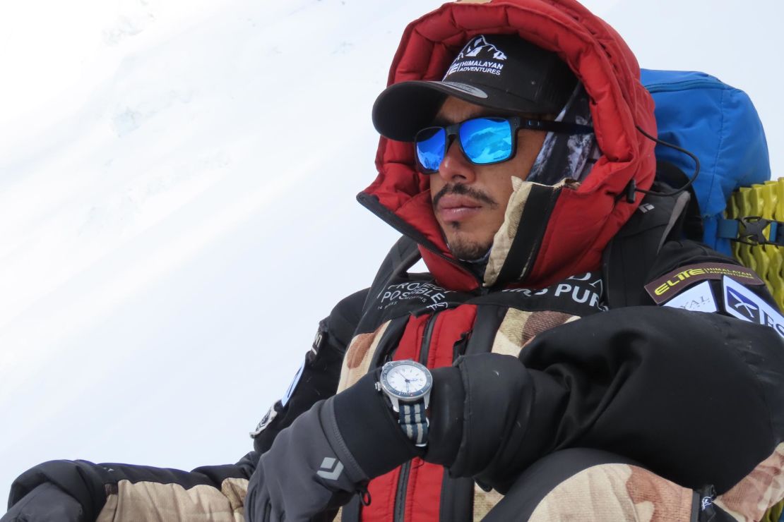 Purja on his ascent of Annapurna 1, the 10th highest mountain in the world at 8,091m. 
