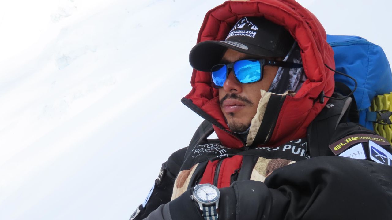 Purja on his ascent of Annapurna 1, the 10th highest mountain in the world at 8,091m.