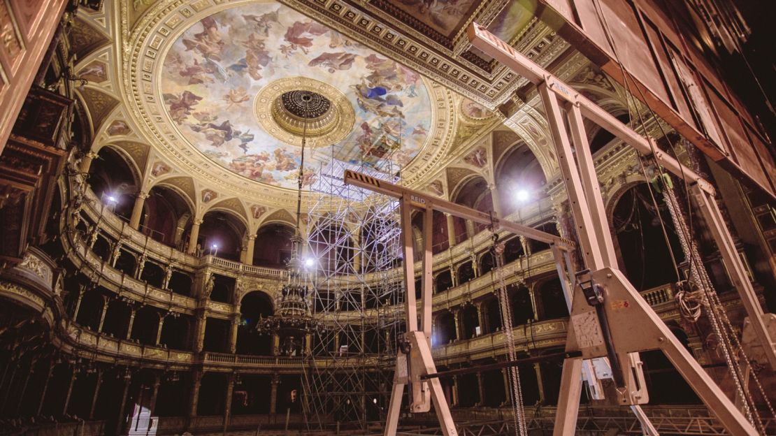 This elaborate monumental cupola fresco, painted by Károly Lotz, is one of the many features being restored.